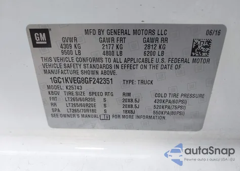 2016 Chevrolet Silverado 2500Hd Lt from USA, damaged, VIN 1GC1KVEG8GF242351